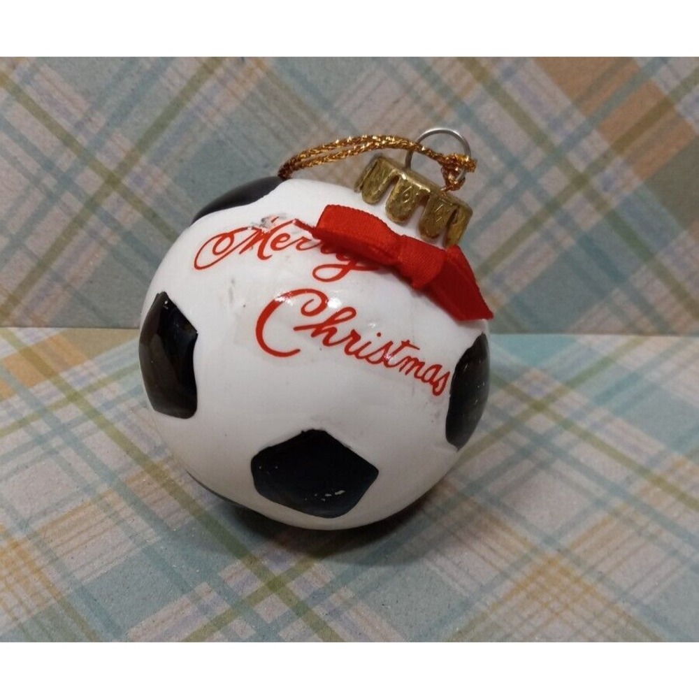 Soccer ball glass Christmas ornament holiday decoration